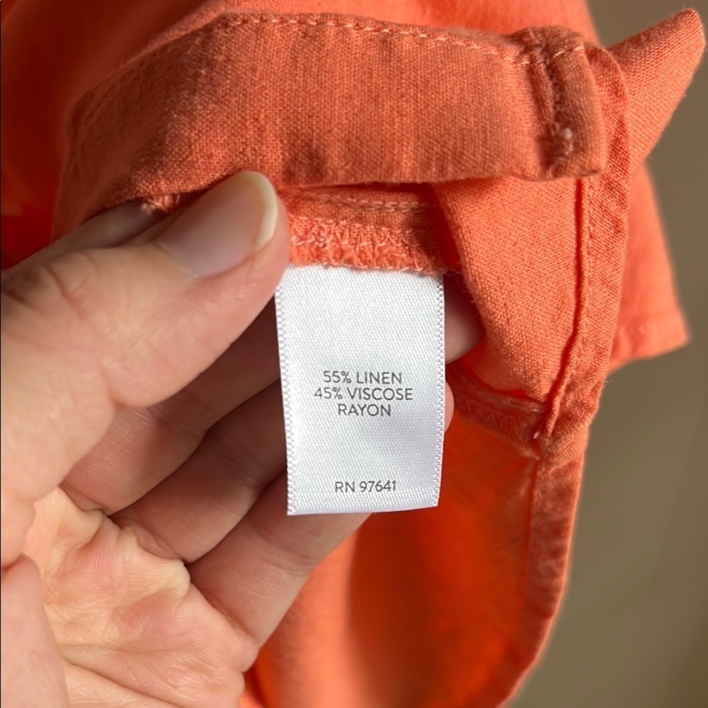 J.Jill Pink and Orange Ombre Button-Up Coastal Beach Lagen Look Shirt Sz Med - Picture 11 of 16